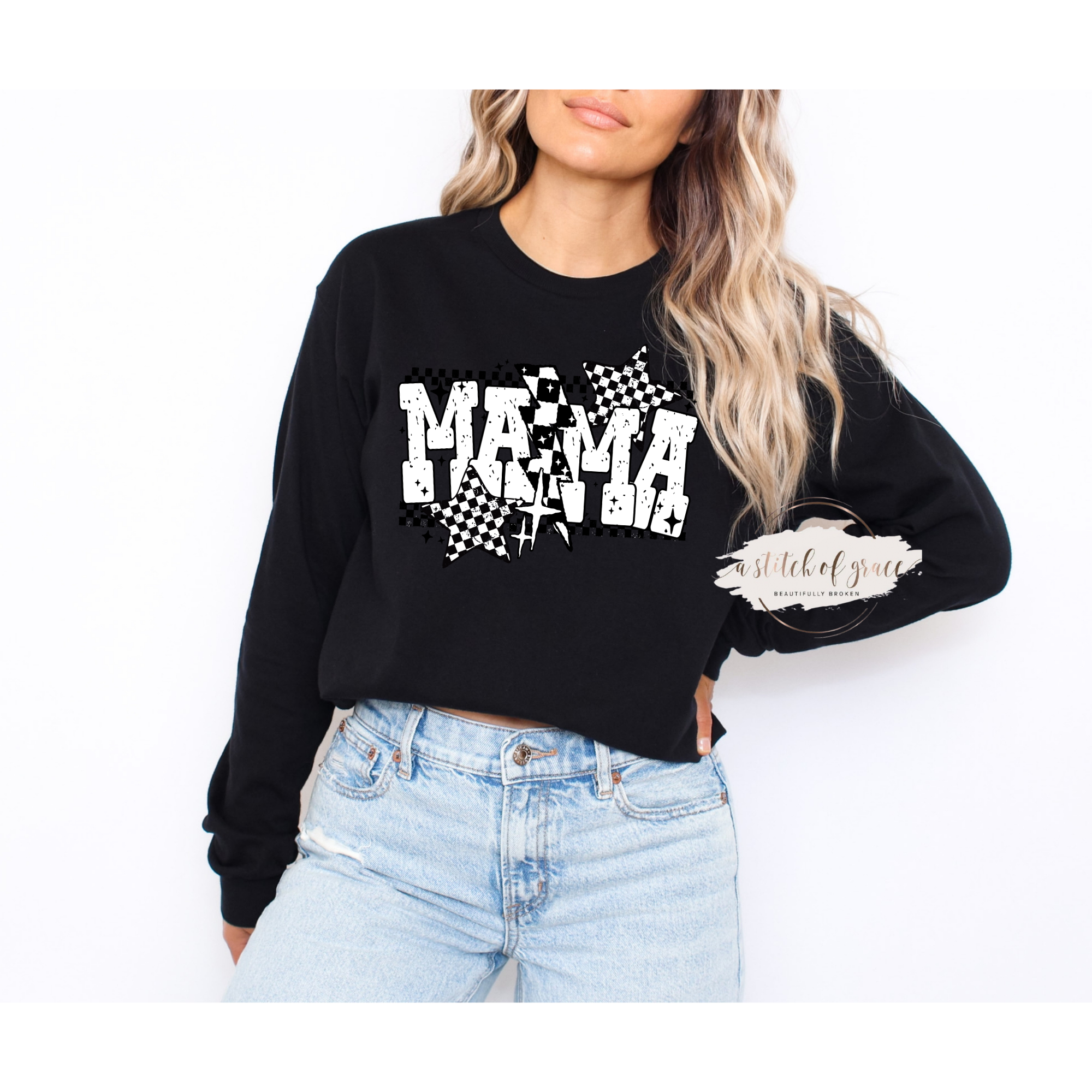 Checkered Star Mama Tee - Image 2