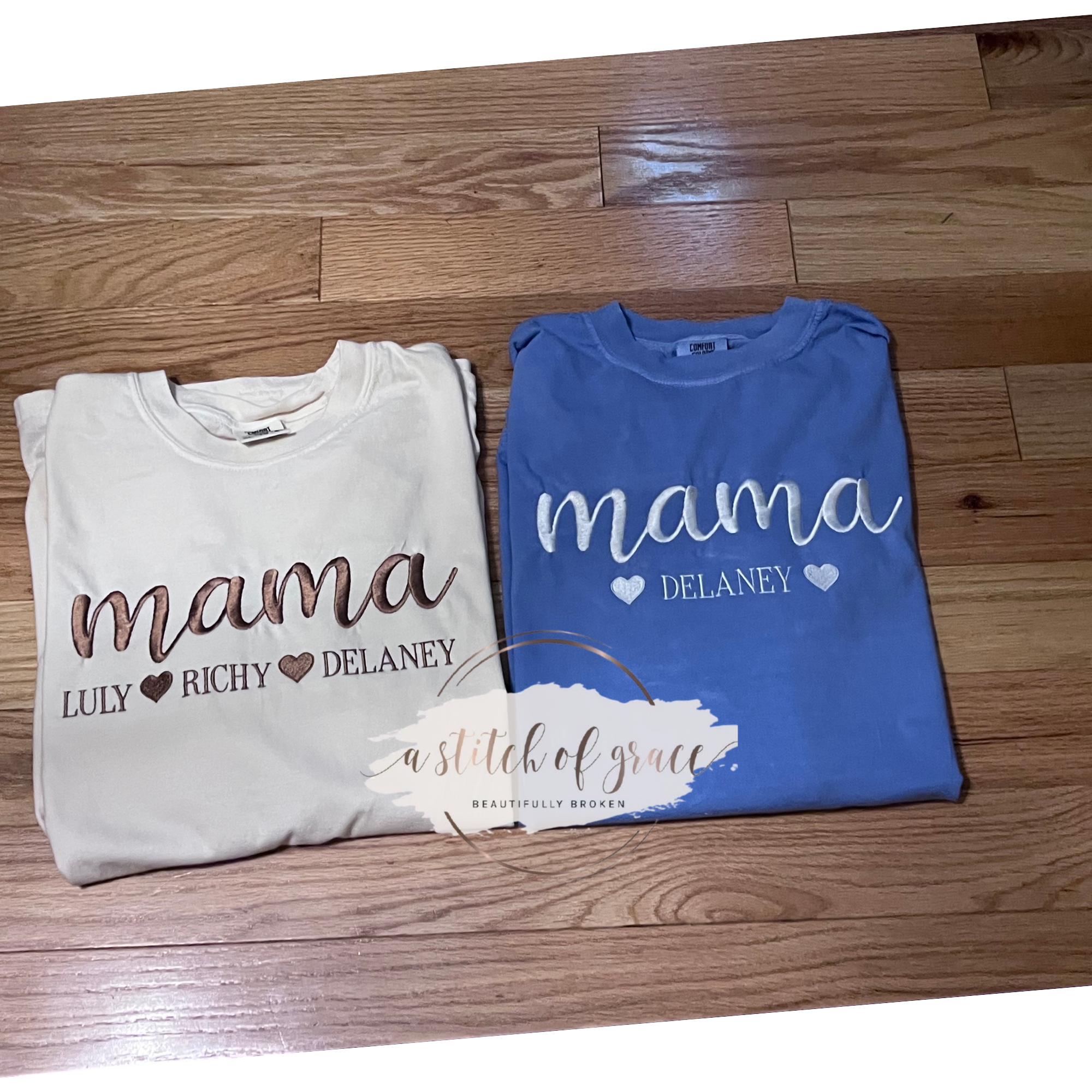 Personalized Mama Embroidered Comfort Colors® T-Shirt | Custom Kids Names Shirt | Mother’s Day Gift