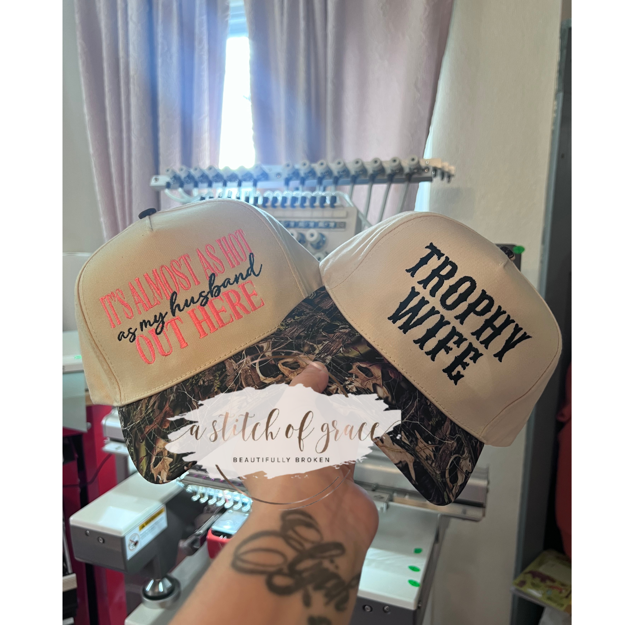 Trophy Wife Embroidered David & Young Camo Trucker Hat - Image 2
