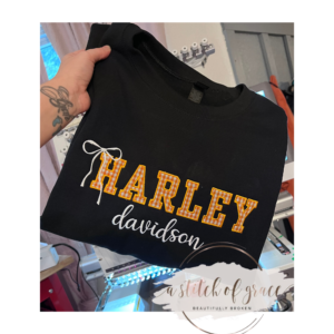 Motorcycle Inspired Embroidered Gingham Appliqué Sweatshirt
