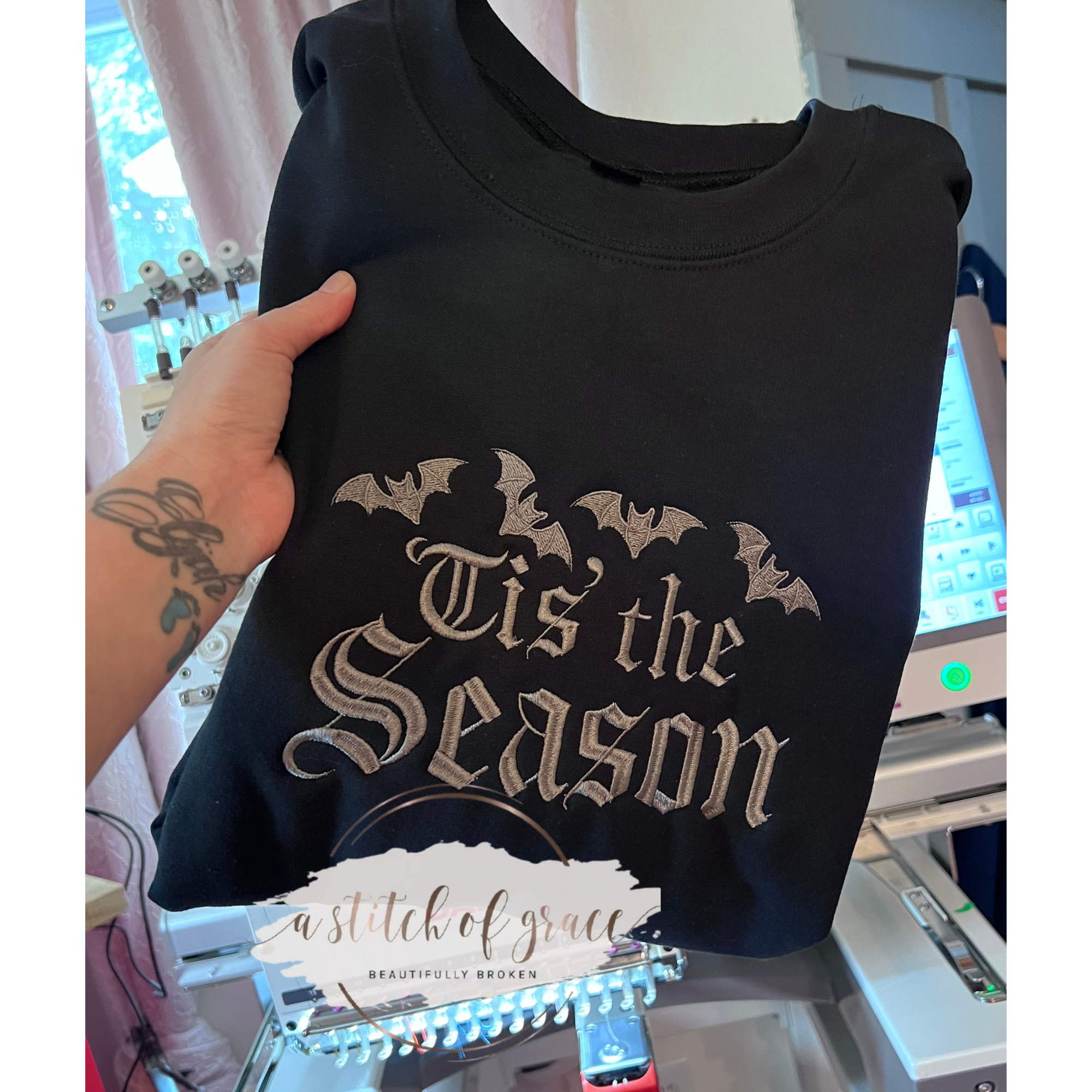Tis The Season Embroidered Crewneck - Image 2