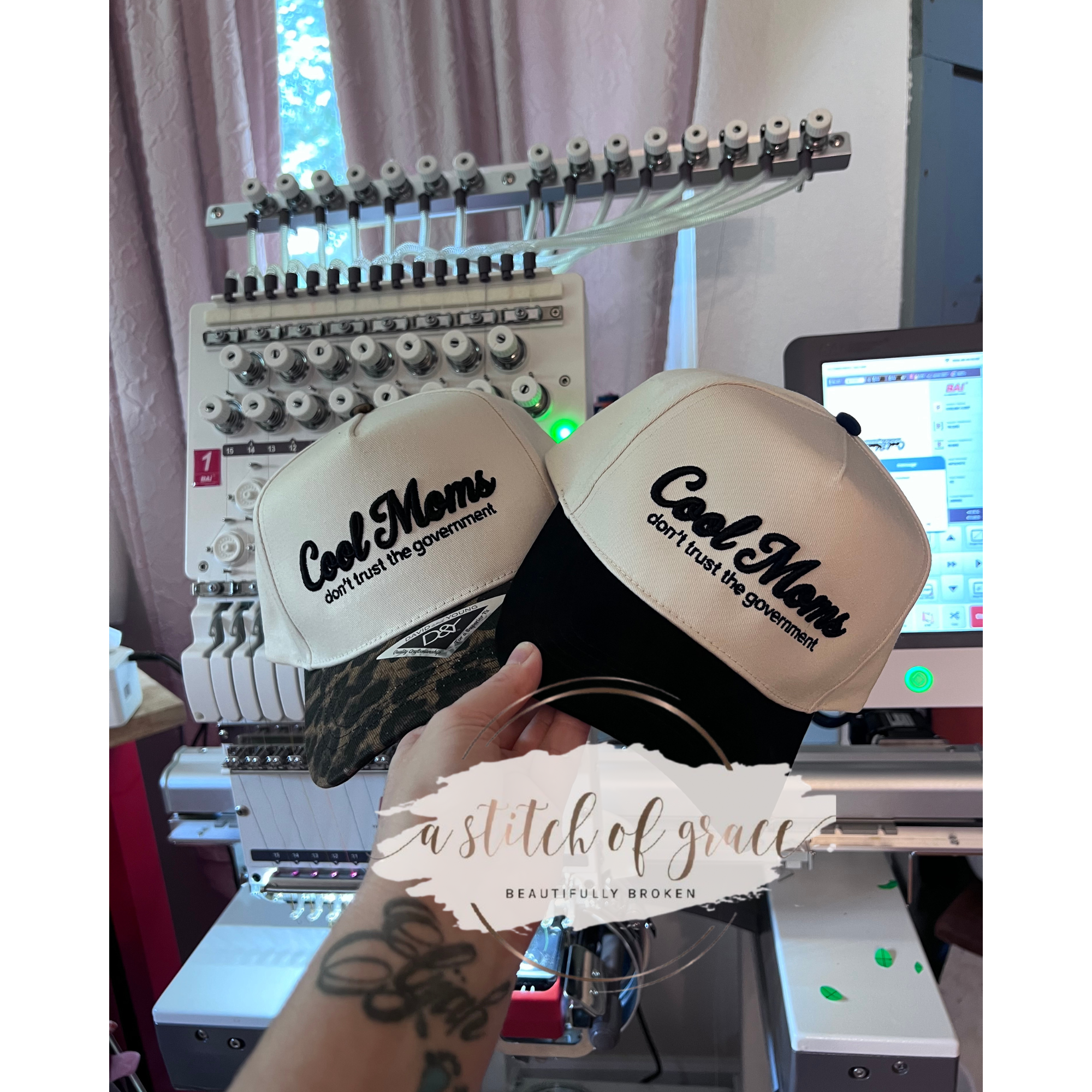 Cool Moms Don’t Trust the Government | 3D Puff Embroidered Trucker Hat | David & Young Snapback