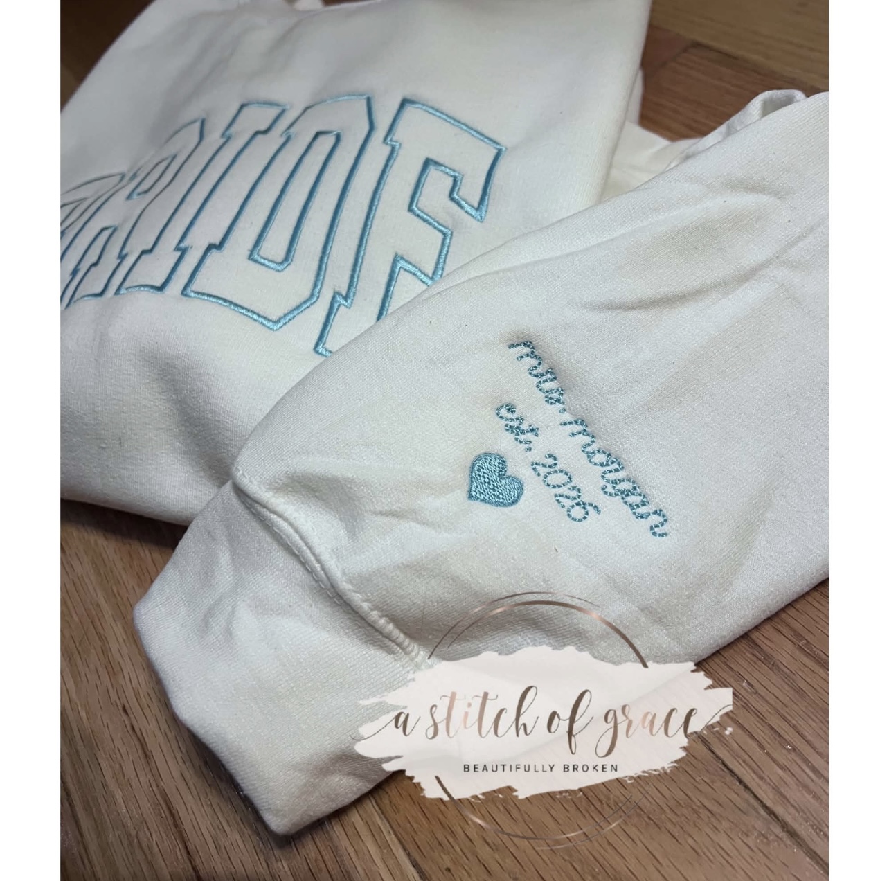 Custom Embroidered Bride Crewneck Sweatshirt - Image 2