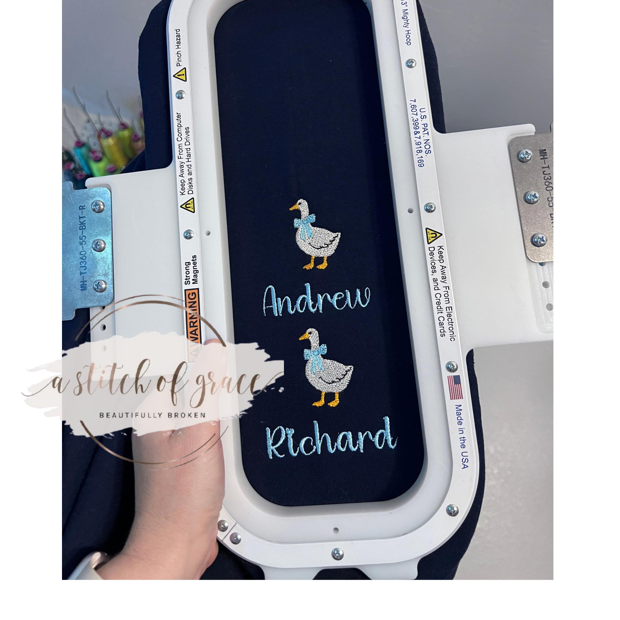 Personalized Mama Goose Appliqué Sweatshirt with Embroidered Sleeve - Image 3