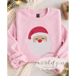 Vintage Stitch Santa Cross Stitched Embroidered Crewneck Sweatshirt