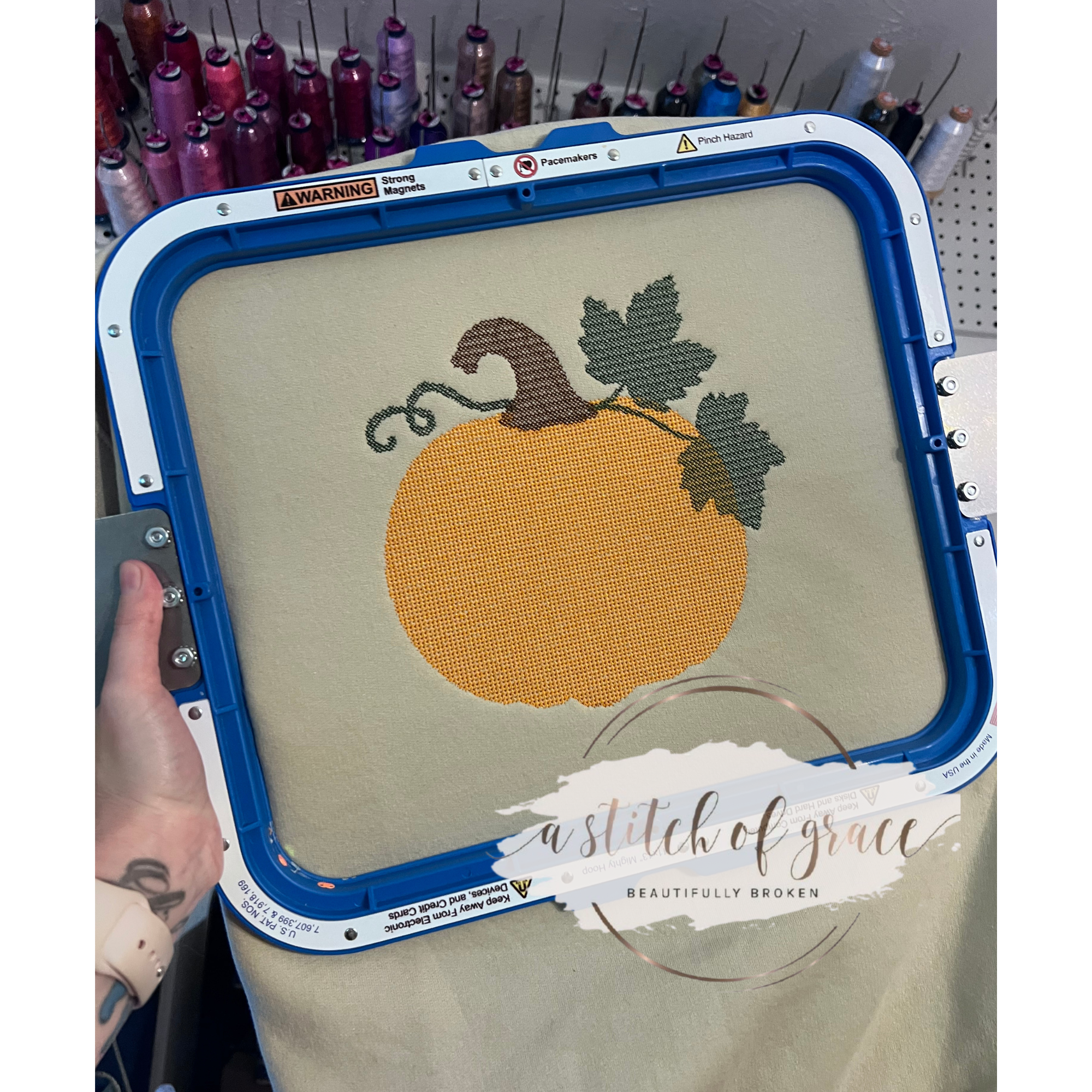 Embroidered Fall Pumpkin Crewneck Sweatshirt | Cozy Autumn Pullover - Image 7