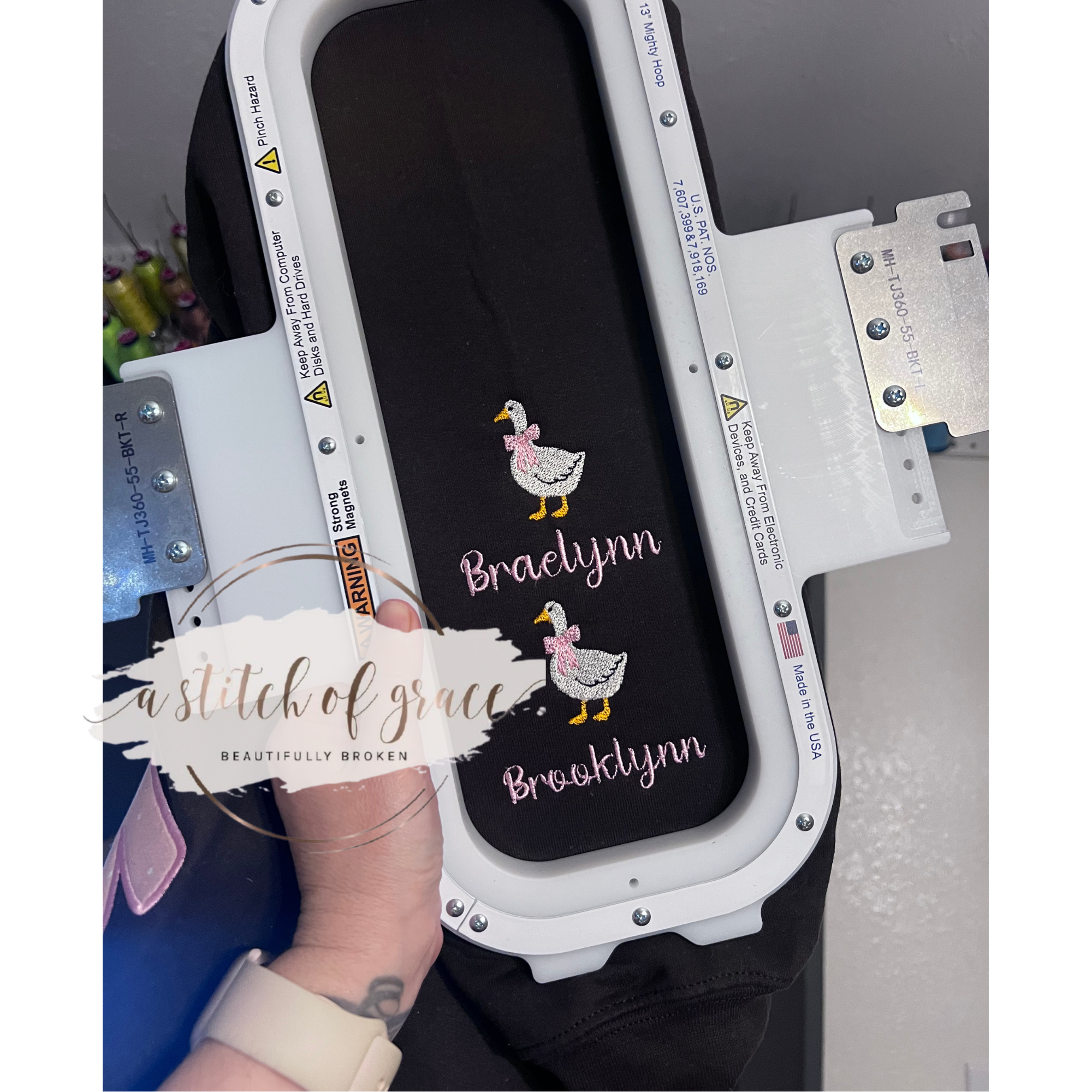 Personalized Mama Goose Appliqué Sweatshirt with Embroidered Sleeve - Image 6