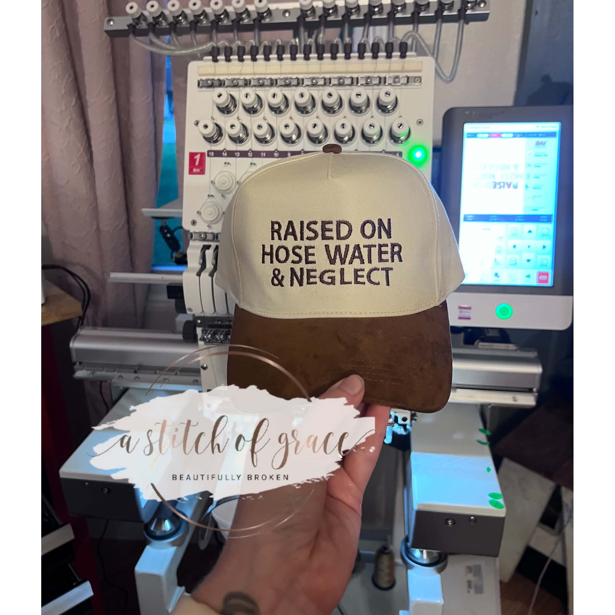 Raised on Hose Water & Neglect Embroidered Trucker Hat - Image 2